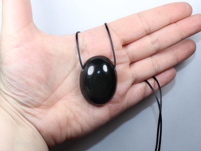 rainbow obsidian with cord or silver 925