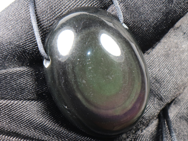 rainbow obsidian with cord or silver 925