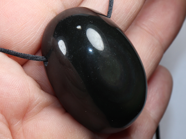 rainbow obsidian with cord or silver 925