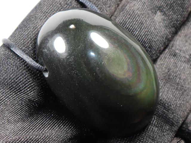 rainbow obsidian with cord or silver 925