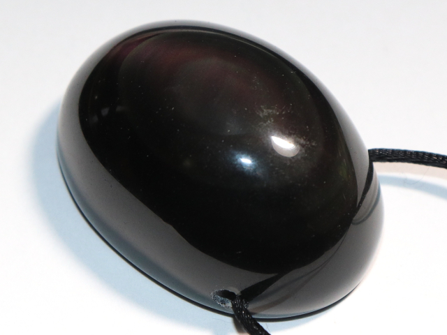rainbow obsidian with cord or silver 925