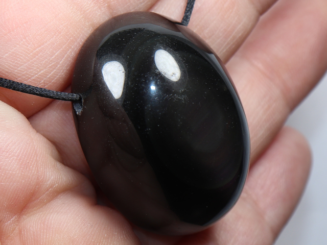 rainbow obsidian with cord or silver 925