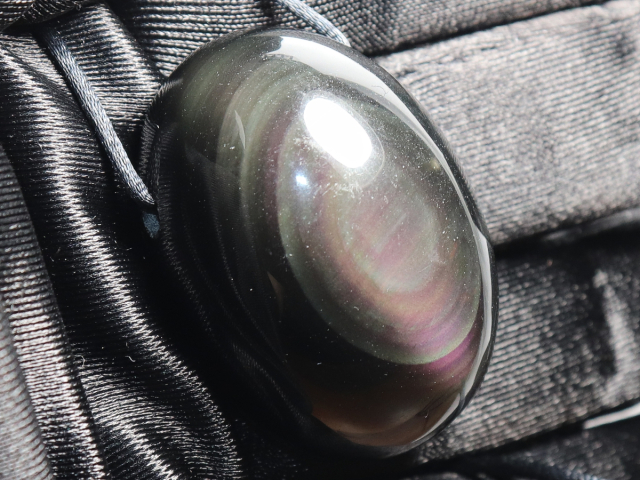 rainbow obsidian with cord or silver 925