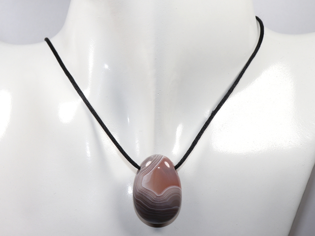 Botswana agate with cord or silver 925