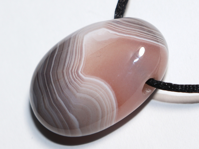 Botswana agate with cord or silver 925