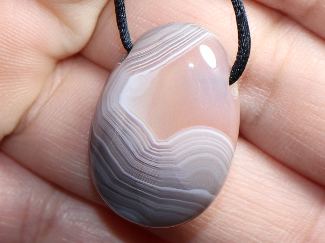 Botswana agate with cord or silver 925