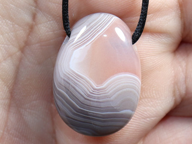 Botswana agate with cord or silver 925