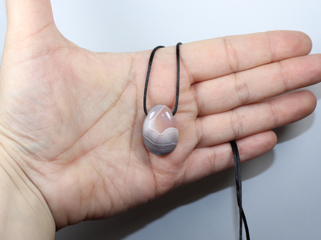 Botswana agate with cord or silver 925