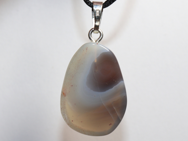 Botswana agate with cord or silver 925