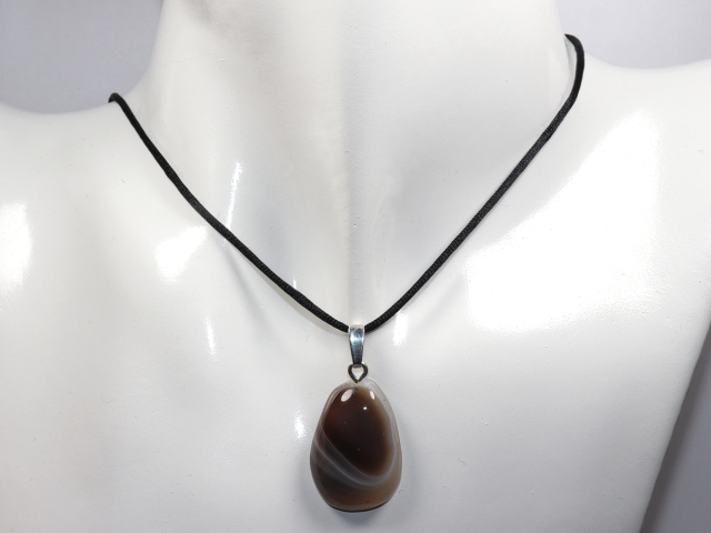 Botswana agate with cord or silver 925