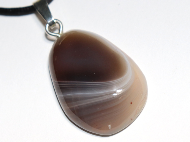 Botswana agate with cord or silver 925