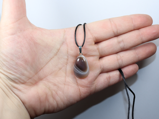 Botswana agate with cord or silver 925