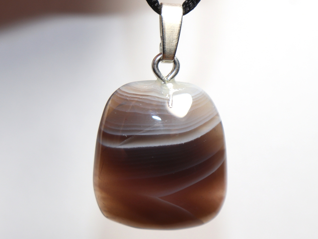 Botswana agate with cord or silver 925