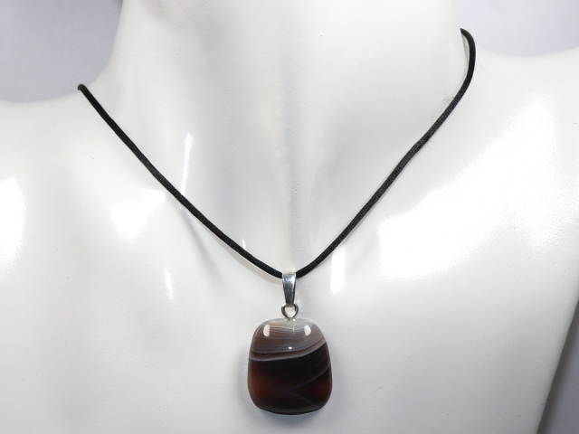 Botswana agate with cord or silver 925