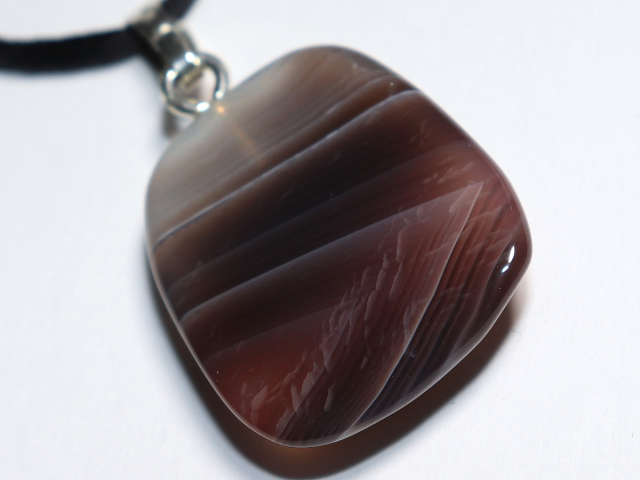 Botswana agate with cord or silver 925