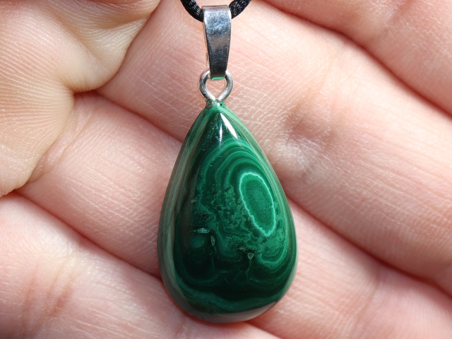malachite with cord or silver 925