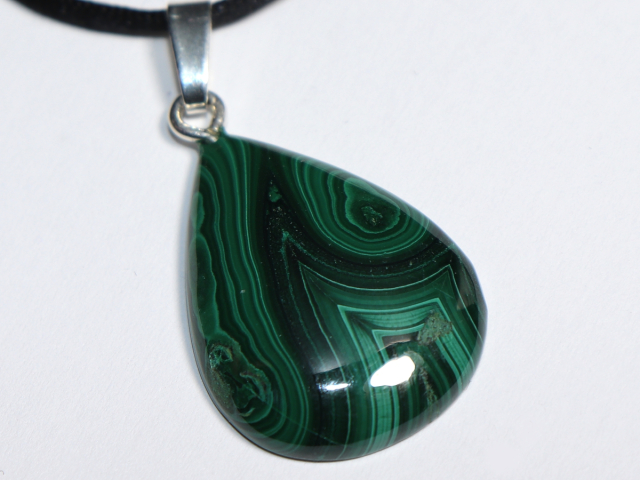 malachite with cord or silver 925