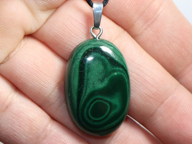 malachite with cord or silver 925