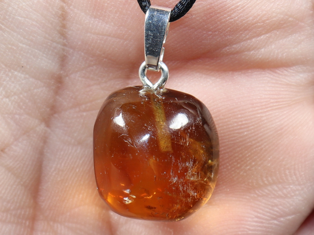 honey calcite with cord or silver 925