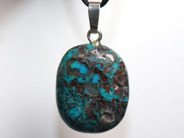 chrysocolla with cord or silver 925