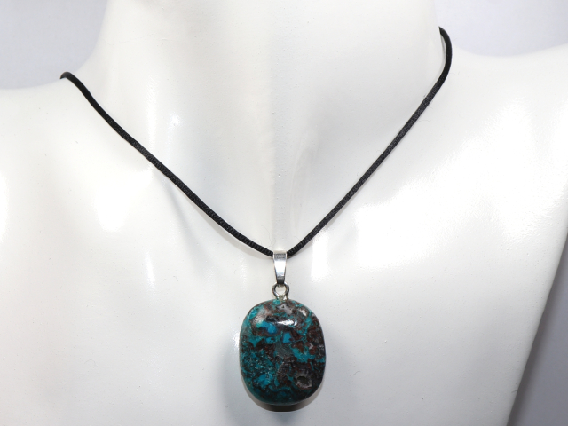 chrysocolla with cord or silver 925