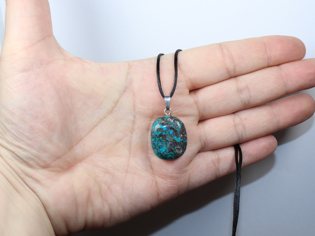 chrysocolla with cord or silver 925