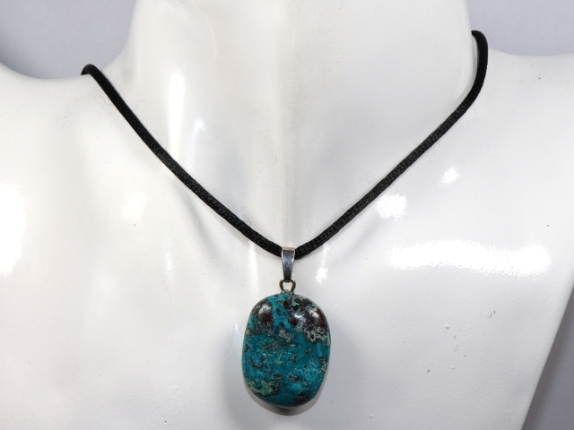chrysocolla with cord or silver 925