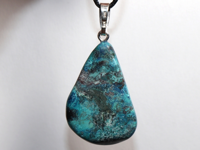 chrysocolla with cord or silver 925