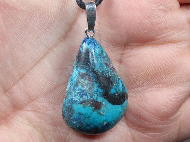 chrysocolla with cord or silver 925