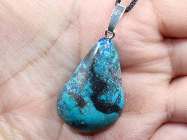 chrysocolla with cord or silver 925