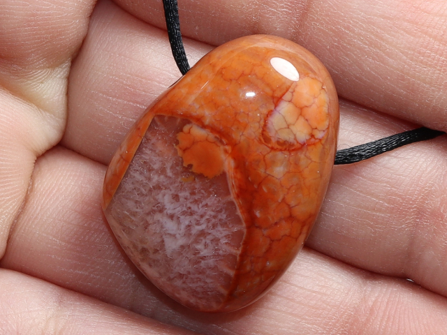 fire agate with cord or silver 925
