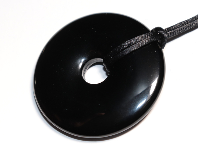 black obsidian with cord