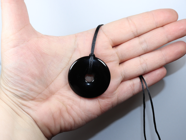 black obsidian with cord