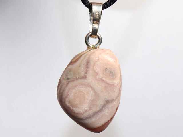 Preview: rhodochrosite with cord or silver 925