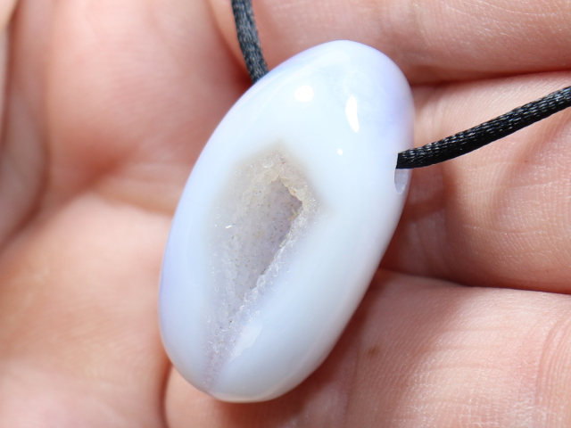 chalcedony with cord or silver 925
