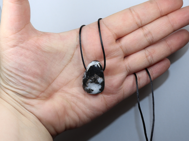 zebra marble with cord or silver 925