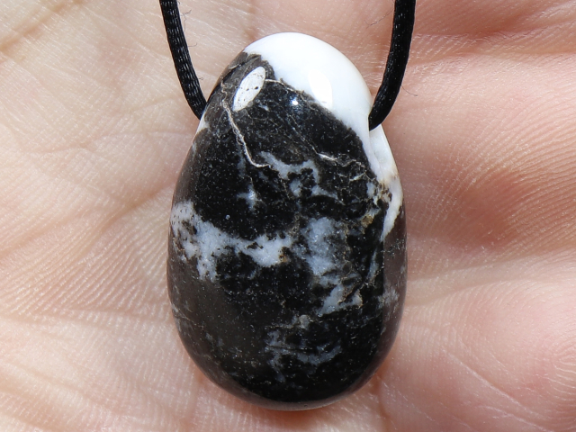 zebra marble with cord or silver 925
