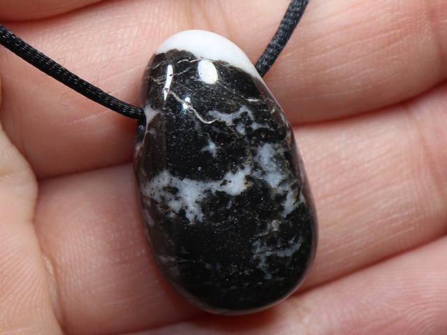 zebra marble with cord or silver 925