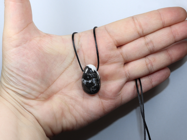 zebra marble with cord or silver 925