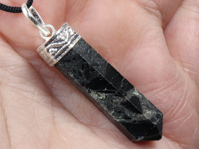black tourmaline (Schorl) with cord or silver 925