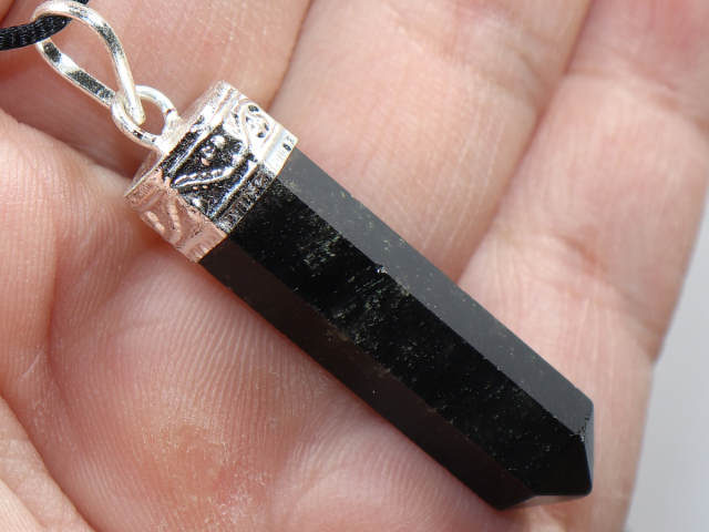 black tourmaline (Schorl) with cord or silver 925