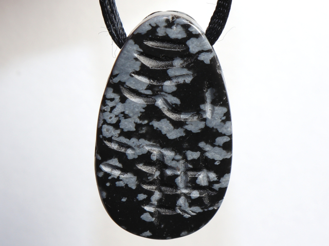 Preview: snowflake obsidian with cord or silver 925