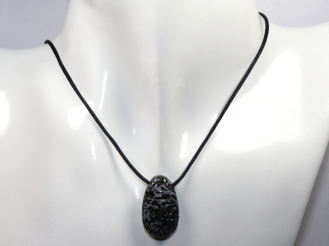 Preview: snowflake obsidian with cord or silver 925