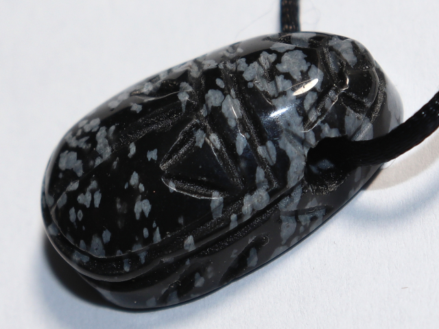 snowflake obsidian with cord or silver 925