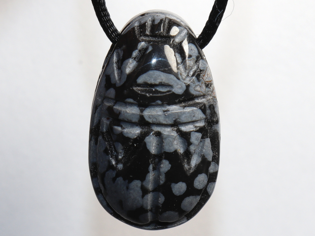 Preview: snowflake obsidian with cord or silver 925