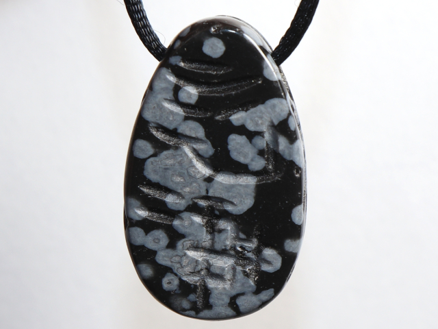 Preview: snowflake obsidian with cord or silver 925