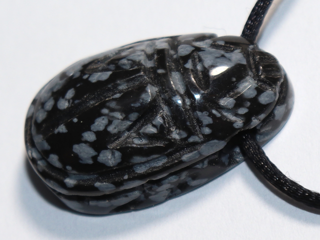 snowflake obsidian with cord or silver 925