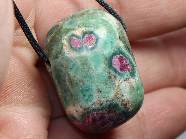 ruby in fuchsite with cord or silver 925