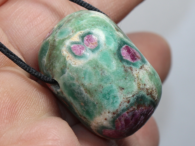 ruby in fuchsite with cord or silver 925