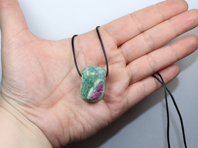 ruby in fuchsite with cord or silver 925